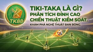 Mô phỏng sơ đồ chiến thuật Tiki-taka trên sân cỏ với nghệ thuật đan bóng và kiểm soát bóng đỉnh cao.