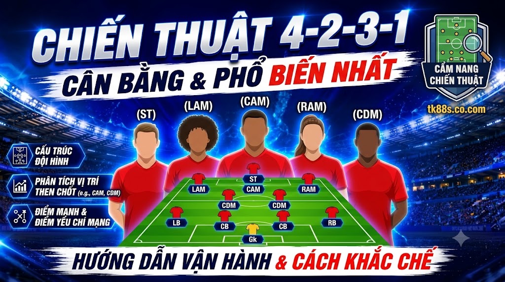 Phân tích sơ đồ chiến thuật 4-2-3-1 trong bóng đá: Cấu trúc đội hình, cách vận hành và điểm mạnh yếu.